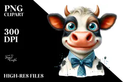 Funny Cow with Bow and Tie PNG Product Image 2