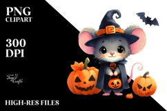 Cute Baby Mouse Halloween Scenery Vibrant Drawing | Product Image 2