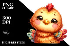 Colorful Old Plush Chicken PNG Product Image 2