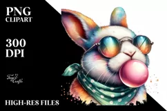 Colorful Quirky Bunny Watercolor Sticker Product Image 3