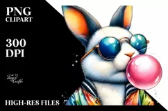 Colorful Quirky Bunny Watercolor Sticker Product Image 1
