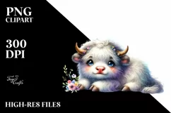 Colorful Watercolor Baby Musk Ox Product Image 1