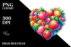 Colorful Watercolor Strawberry Heart PNG Product Image 2