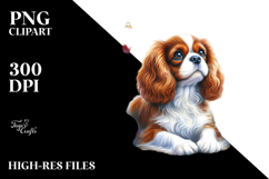 Cavalier King Charles Spaniel with Christmas Globes PNG Product Image 2