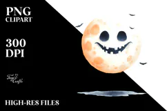 Funny Halloween Clipart with Full Moon PNG Product Image 2