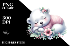 Digital Watercolor Cute Baby Polar Bear PNG Product Image 2