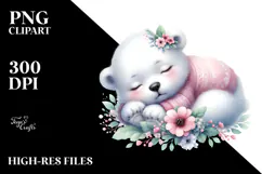 Digital Watercolor Cute Baby Polar Bear PNG Product Image 2