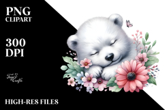 Digital Watercolor Cute Baby Polar Bear PNG Product Image 2