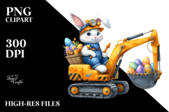Funny Bunny with Excavator PNG Product Image 2