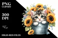 Cute Baby Cat Bucket PNG Product Image 3