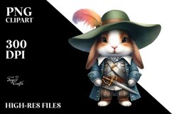 Colorful Watercolor Bunny Musketeer Product Image 1