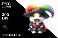 Colorful Watercolor Bunny Musketeer Product Image 3