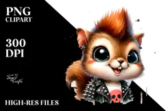 Cute Baby Squirrel with Punk Look PNG Product Image 2