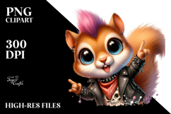 Cute Baby Squirrel with Punk Look PNG Product Image 2