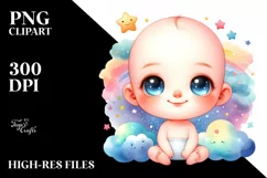 Colorful Smiling Baby Stars Clipart Product Image 1