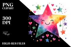 Smiling Watercolor Star PNG Product Image 2