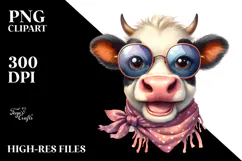 Funny Cow with Sunglasses Watercolor Design Product Image 2