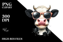 Funny Cow with Sunglasses Watercolor Design Product Image 2