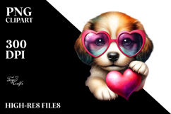 Puppy with Heart Sunglasses, High-Quality PNG Product Image 2