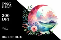 Watercolor Half Moon, Transparent PNG Product Image 2