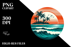 Retro Tropical Island Sunset PNG Product Image 2