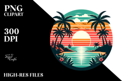 Retro Tropical Island Sunset PNG Product Image 2
