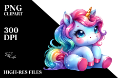 Cute Unicorn Sitting PNG Product Image 2