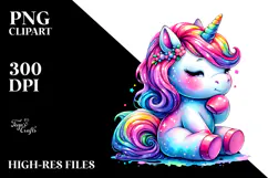Vibrant Sitting Unicorn PNG Product Image 2