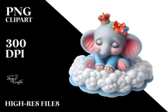 Baby Elephant Sleeping | Sublimation | Clipart Product Image 2