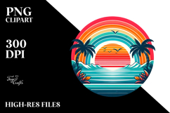 Retro Tropical Rainbow Sunset, 20 oz Tumbler PNG Product Image 2