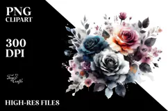 Colorful Floral Black Roses PNG Product Image 2