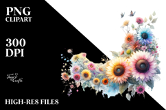 Colorful Sunflower Made of Diamond PNG Product Image 2