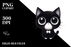 Simple Funny Black Cat Digital Painting PNG Product Image 2