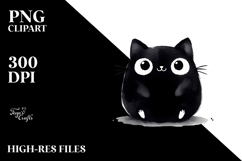 Simple Funny Black Cat Digital Painting PNG Product Image 2