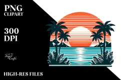 Retro Tropical Island Sunset Clipart Product Image 2