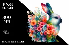 Retro Vibrant Rabbit made of Flowers Product Image 3