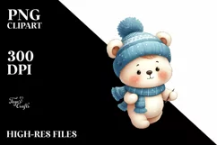 Cute Baby Bear with Winter Image, PNG Product Image 2