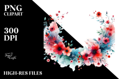 Vibrant Red Flowers Abstract Frame Clipart Product Image 2