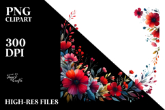 Vibrant Red Flowers Abstract Frame Clipart Product Image 2