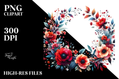 Vibrant Red Flowers Abstract Frame Clipart Product Image 2