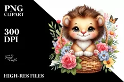 Colorful Watercolor Baby Lion Product Image 1