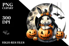 Funny Rabbit with Halloween Costume PNG Product Image 2