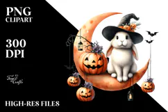 Funny Rabbit with Halloween Costume PNG Product Image 2