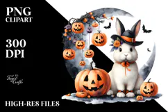 Funny Rabbit with Halloween Costume PNG Product Image 2