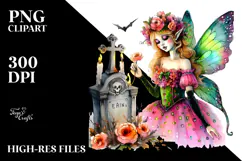 Vibrant Fairy Dressed for Halloween | Sublimation Clipart Product Image 2