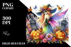 Vibrant Fairy Dressed for Halloween | Sublimation Clipart Product Image 2