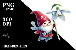 Floating Gnome with Snowdrop PNG Product Image 2