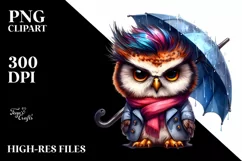 Sitting Baby Owl with Expressive Face PNG Product Image 3