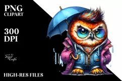 Sitting Baby Owl with Expressive Face PNG Product Image 3