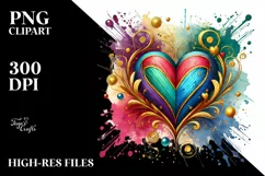 Colorful Heart on Wood PNG Product Image 2